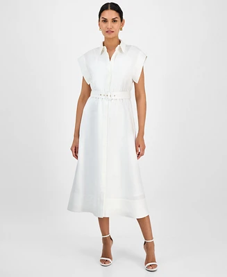 Anne Klein Women's Belted Drop-Sleeve Shirtdress