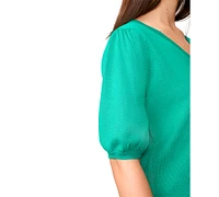 Melissa Paige Women's Puff-Sleeve V-Neck Cardigan