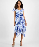 Robbie Bee Women's Printed Chiffon Midi Dress & Shrug