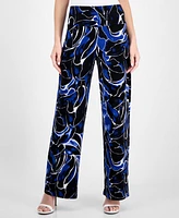Anne Klein Women's Printed Pull-On Wide-Leg Pants