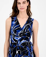 Anne Klein Women's Sleeveless Printed Wrap Blouse