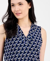 Anne Klein Women's Printed Sleeveless V-Neck Shell Top