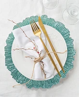 American Atelier Reef Glass Turquoise Charger Plate 13", Set of 4