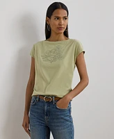 Lauren Ralph Petite Embroidered Jersey Tee