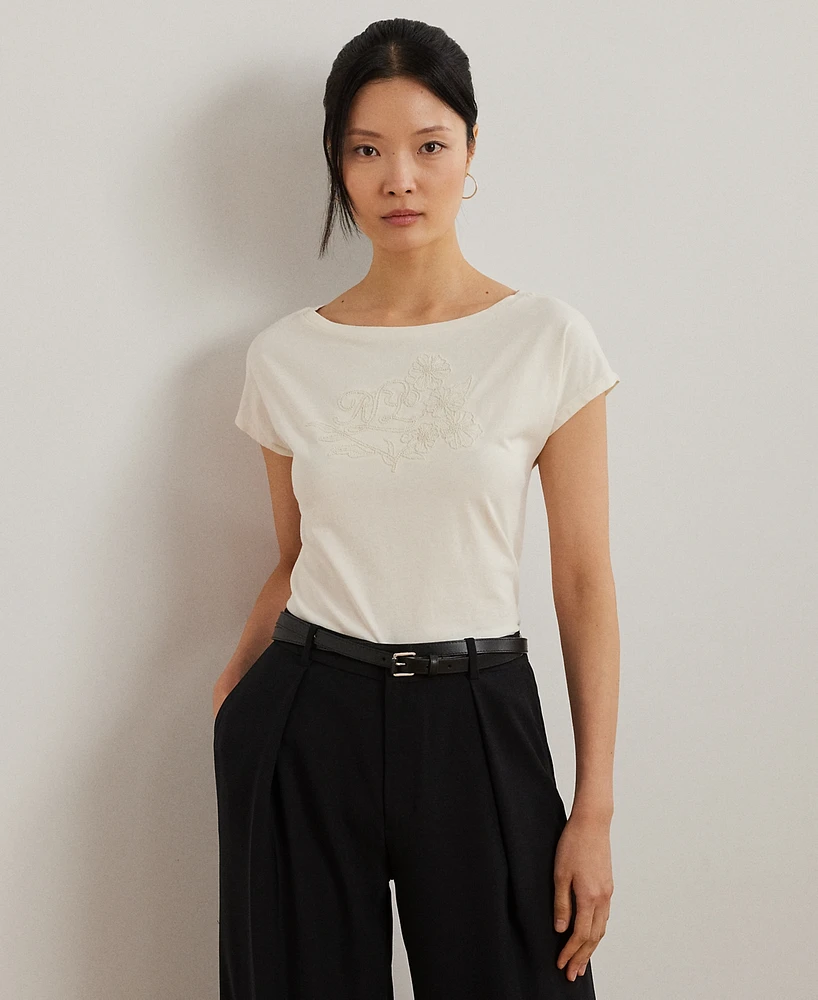 Lauren Ralph Lauren Petite Embroidered Jersey Tee