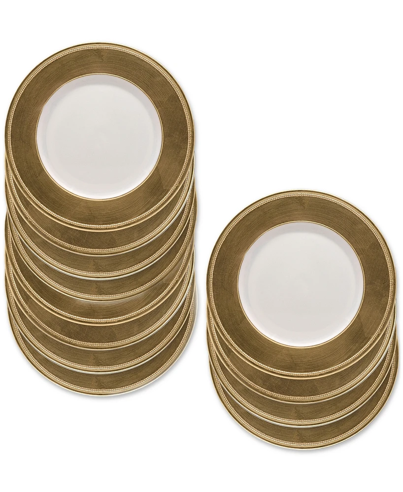 American Atelier Leaf Rim/White Charger Plates, Set of 12