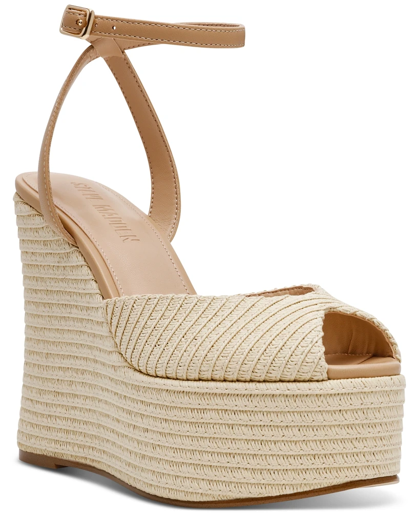 Steve Madden Women's Wanona Raffia Wedge Sandals