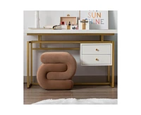 The Pop Home Chic S-Shape Velvet Footstool, Upholstered Makeup Stool, Modern Ottoman for Bedroom, Living Room, and Dressing Area-The