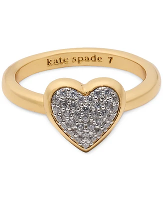 Kate Spade New York Gold-Tone Cubic Zirconia Pave Heart Ring