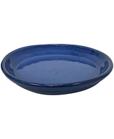 Ceramic Outdoor Flower Pot Saucers Set of - Uv- and Frost-Resistant - Imperial Blue Glazed Finish