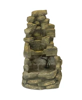 37"H Electric Fiberglass Stone Falls Waterfall Outdoor Water Fountain