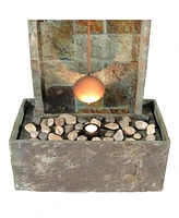 Sunnydaze Decor 49-Inch Slate Outdoor Water Fountain with Clock and Led Light