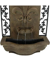 Sunnydaze Decor French Lily 33-Inch Polystone Outdoor Solar Wall Fountain