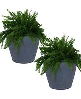 Anjelica 24" Outdoor Double-Walled Polyresin Planter with Uv-Resistant Slate Finish