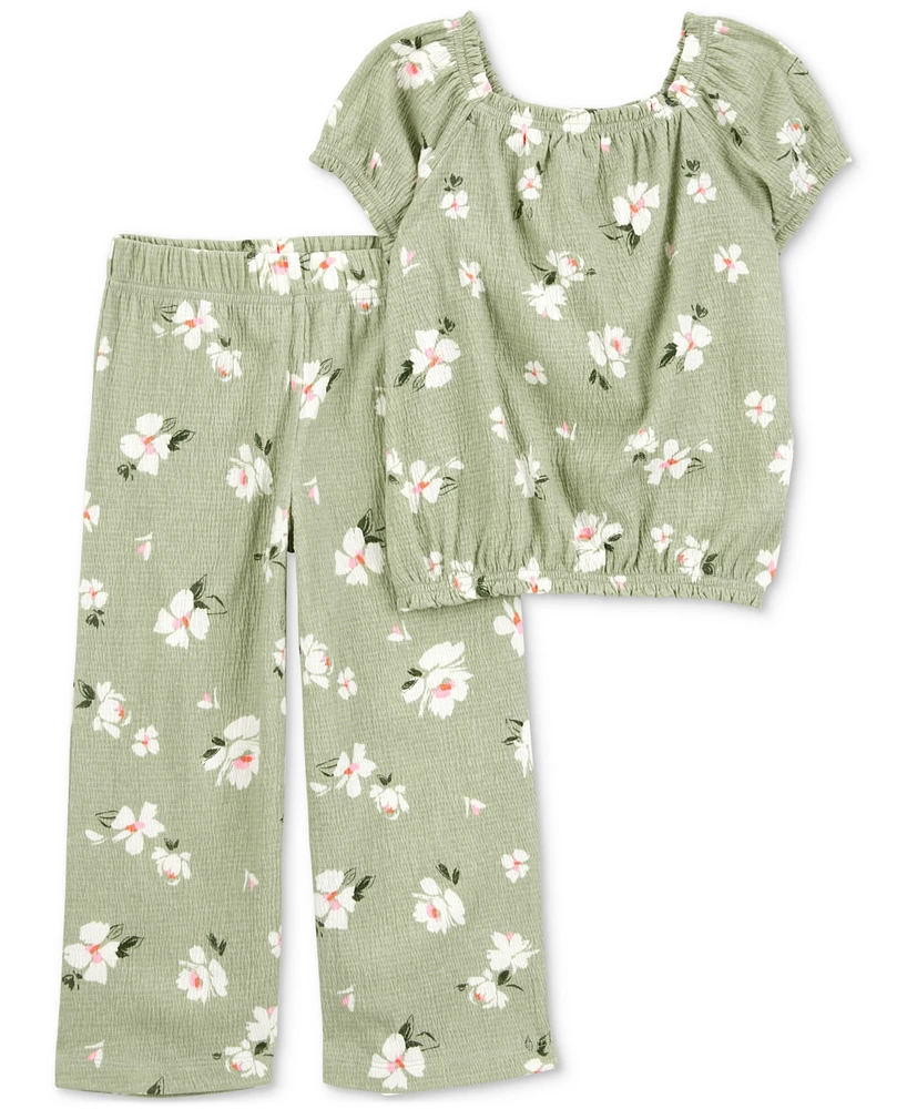 Carter's Toddler Girls Floral-Print Top & Pull-On Pants, 2-Piece Set