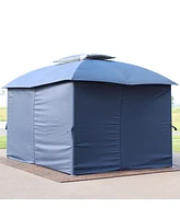 10 x 13 Foot Soft-Top Patio Gazebo with Screens and Privacy Walls - Great for Backyard, Garden or Deck