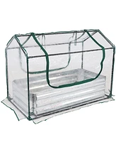 Raised Garden Bed with Cover Outdoor Mini Greenhouse Kit with 2 Zippered Doors - Clear