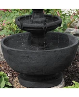 34-Inch H Budding Fruition 3-Tier Outdoor Water Fountain - Waterfall Feature for the Patio, Yard, or Lawn