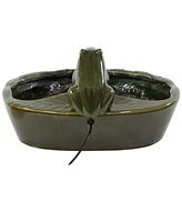 Sunnydaze Decor Ceramic Frog 7-Inch Outdoor Solar Fountain - Submersible Pump - Soothing Water Sounds - Glazed Green Finish