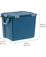 Iris Usa 103qt Weatherpro Wheeled Plastic Storage Bin with Seal Latching Lid and 6Buckles, Pull Handle 2Pk