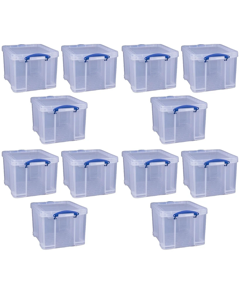 Really Useful Box 32 Liter Storage Container w/Snap Lock Handles, 12 Pack, Clear