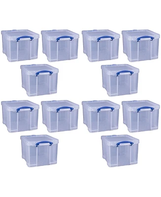 Really Useful Box 32 Liter Storage Container w/Snap Lock Handles, 12 Pack, Clear