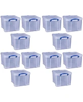 Really Useful Box 32 Liter Storage Container w/Snap Lock Handles, 12 Pack, Clear