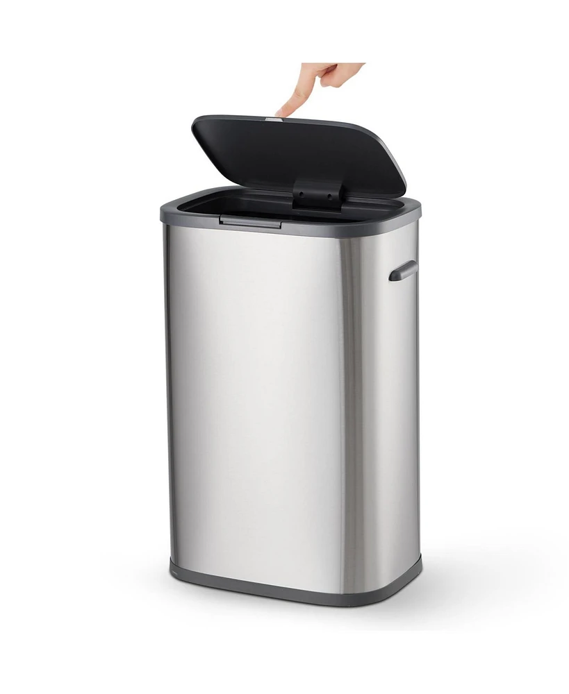 gaomon Trash Can, 55 L/14.5 Gallon Trash Can with Pop-Up Lid, Stainless Steel Kitchen Garbage Can