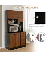 Gouun 71 Inch Kitchen Pantry with 3 Storage Cabinet and 3 Deep Drawers