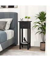 Gouun 2 Tier Slim Nightstand Bedside Table with Drawer Shelf