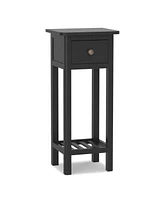 Gouun 2 Tier Slim Nightstand Bedside Table with Drawer Shelf