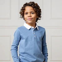 Hope & Henry Boys' Organic Long Sleeve Rugby Shirt, Kids