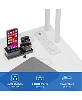 gaomon Reversible L Shaped Computer Desk with Hutch, 67" Gaming Desk with Led Lights & Power Outlets