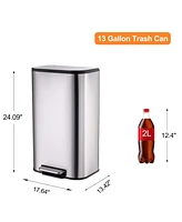 gaomon Kitchen Trash Can, Stainless Steel 50 Liter / 13 Gallon Garbage Can