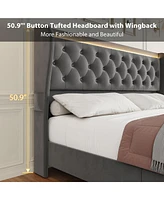 gaomon King Led Bed Frame with Charging Station