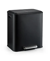 gaomon 30 Liter / 8 Gallon Rectangular Hands-Free Dual Compartment Recycling Kitchen Step Trash Can