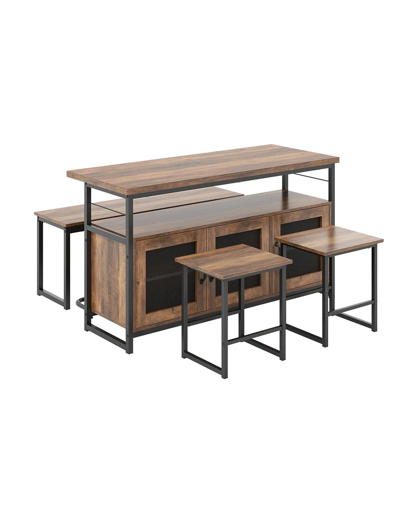 Gouun 4 Piece Kitchen Island Set with Bench and Storage