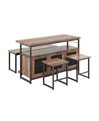 Gouun 4 Piece Kitchen Island Set with Bench and Storage