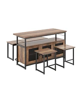 Gouun 4 Piece Kitchen Island Set with Bench and Storage