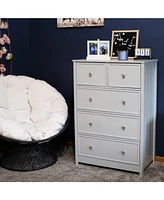 5-Drawer Vertical Beadboard Dresser - Gray - 43.5-Inch Tall