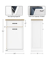 gaomon Tilt Out Trash Cabinet with Natural Rattan, Hidden Trash Can Cabinet 10 Gallon Trash Holder