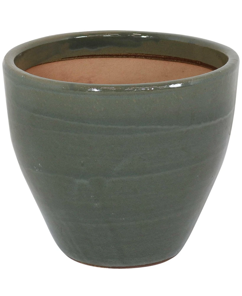 13.5" Large Ceramic Plant Pot - Round Outdoor Glazed Ceramic Planter Pot with Drainage - Gray - Resort