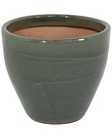 13.5" Large Ceramic Plant Pot - Round Outdoor Glazed Ceramic Planter Pot with Drainage - Gray - Resort