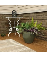 13.5" Large Ceramic Plant Pot - Round Outdoor Glazed Ceramic Planter Pot with Drainage - Gray - Resort