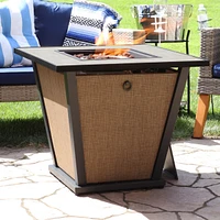 Reykir 24-Inch H Square Fire Pit with Tile Tabletop and Rafa Fabric Sides - Ideal for the Patio, Deck or Backyard