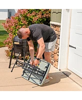 Adjustable Height Utility Table - Rectangle Folding Table with Collapsible Legs and Plastic Top - Indoor or Outdoor Use - Gray - 29.5" H