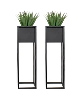 Modern Simplicity 8.25" Square Metal Raised Planter Box with Legs