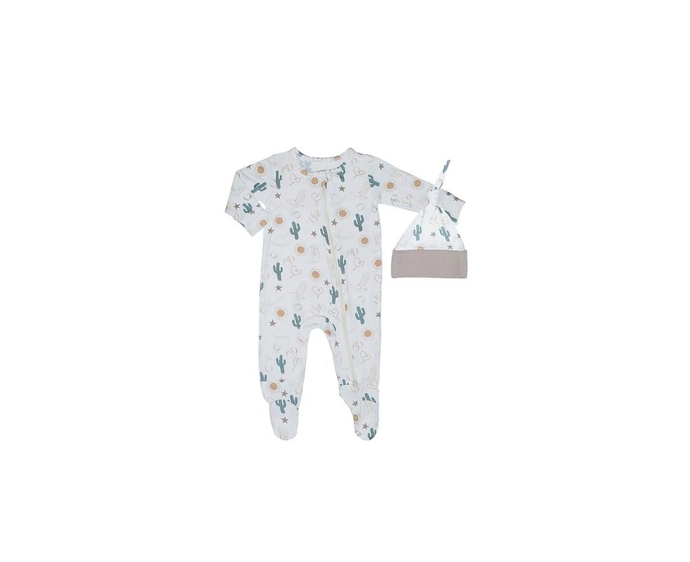 Baby Grey by Everly Boys Neutral Jersey Long Sleeve Footie & Hat Set