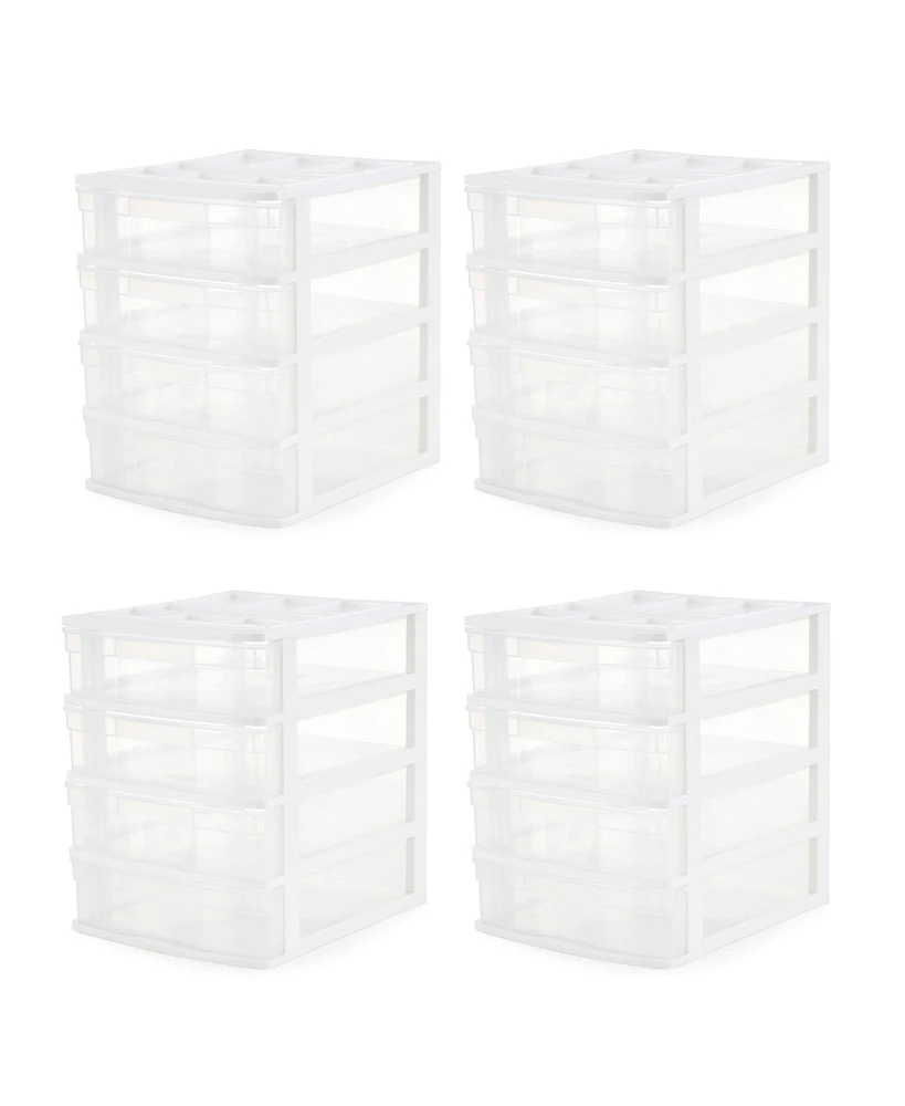 Gracious Living 4 Drawer Desktop Countertop Storage with Organizer Lid (4 Pack)