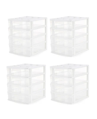 Gracious Living 4 Drawer Desktop Countertop Storage with Organizer Lid (4 Pack)